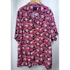 Saddlebred Men's 3XL Shirt SS Red White Koi Fish Button Down Shirt